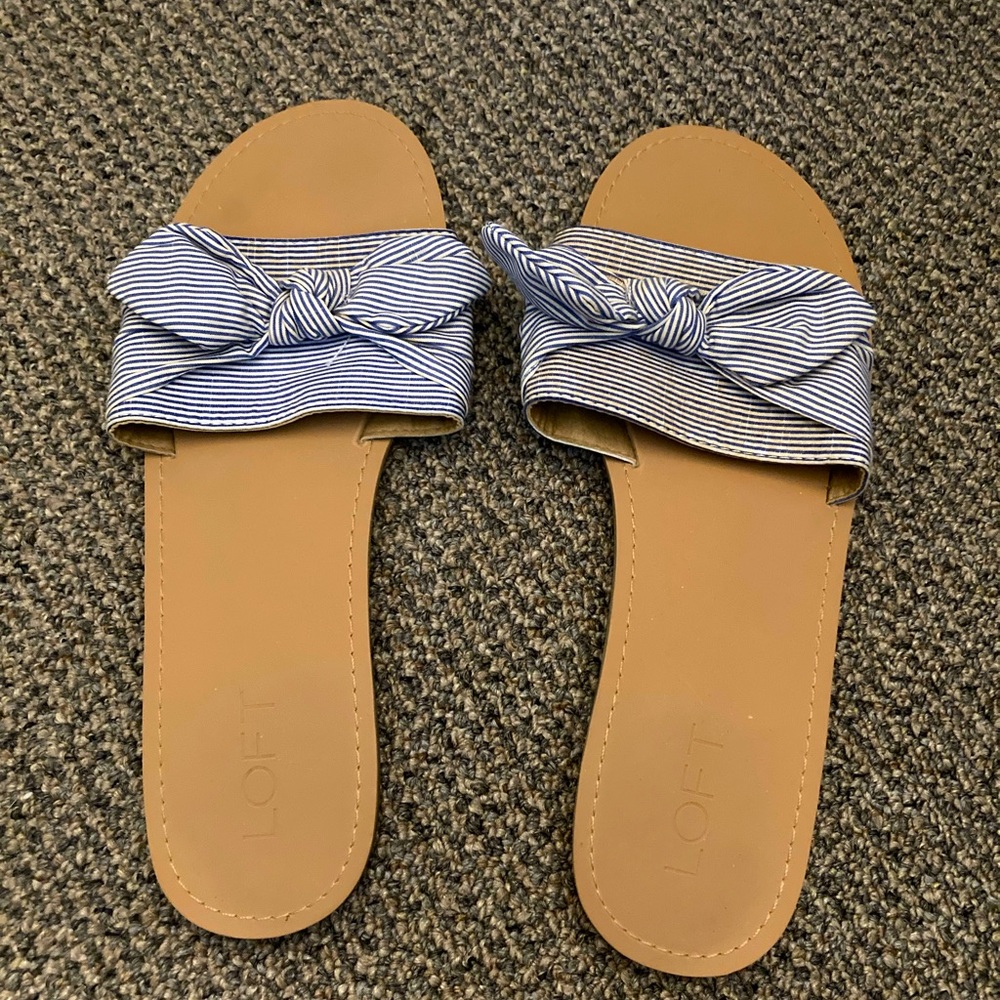 Blue and White Striped Thin Sandals Size 9